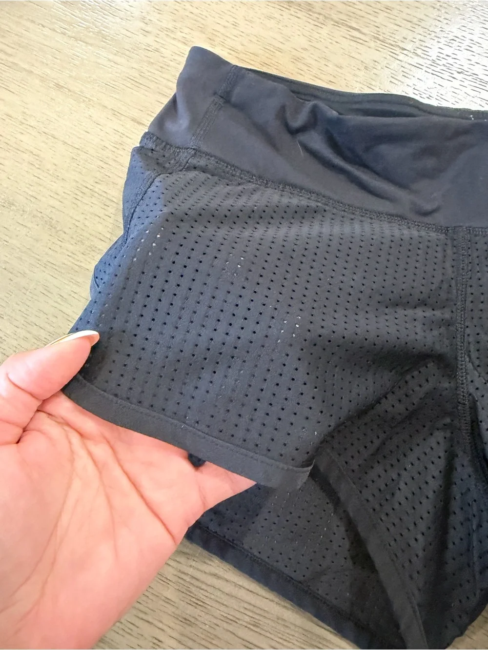 lululemon athletica Black Perforated Athletic Shorts with Zip Pocket